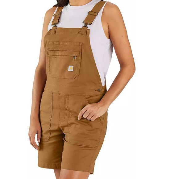 Carhartt Pants - CARHARTT Relaxed Fit Short Overalls Brown Canvas Size M (8–10)